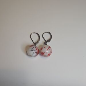 Elegant Red And White Drop Earrings #118